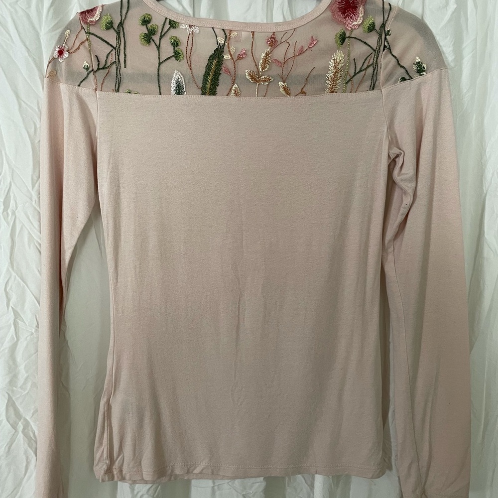 Candies Blush pink‎ color Floral Embroidered Shirt
